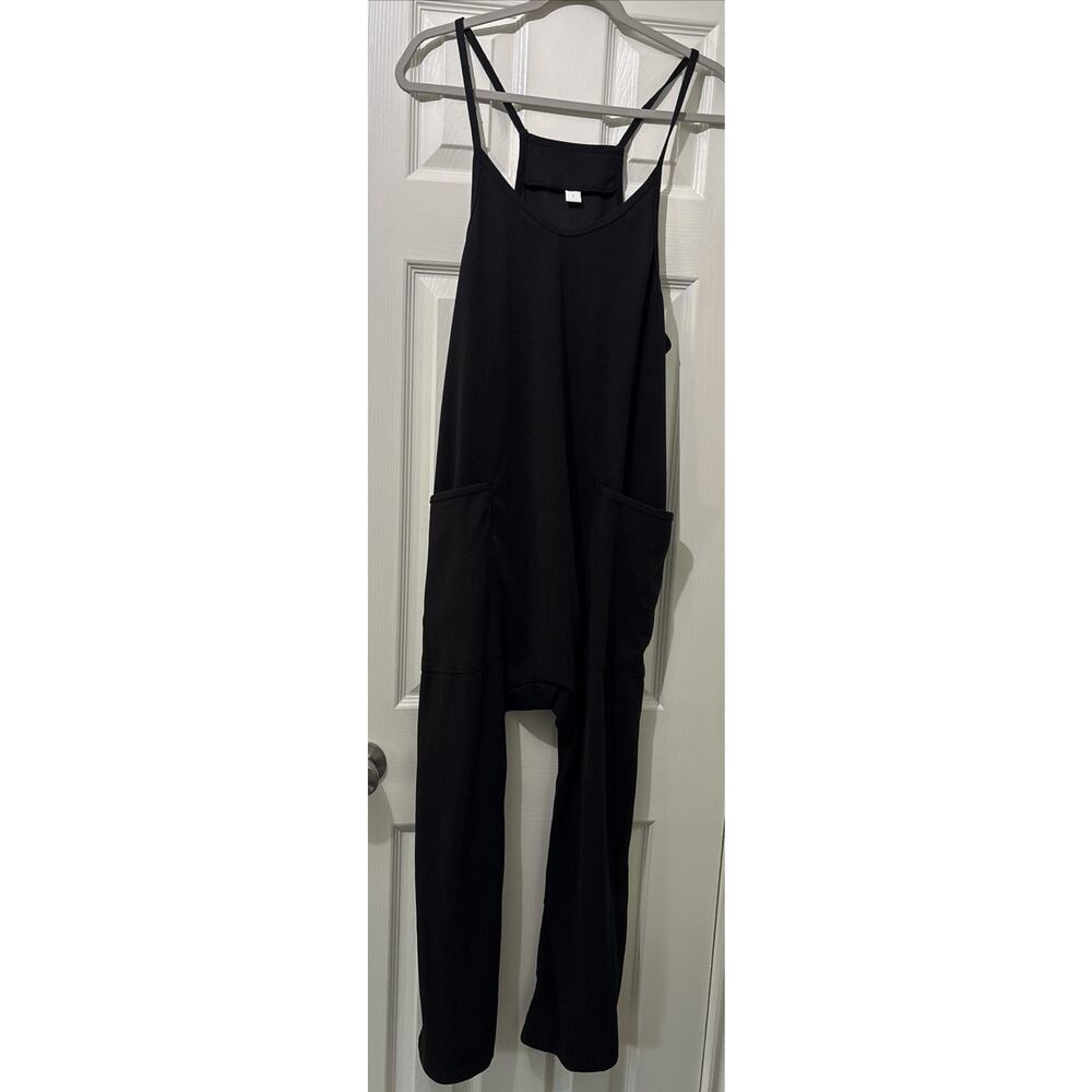 Loose Drop Waist Size Small Overalls Long Pants Black Boho Baggy Jumpsuit